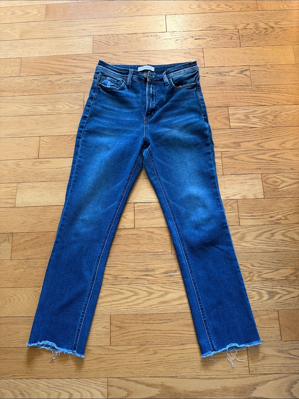 Flying Monkey Dark Blue Ankle Crop Jeans with Raw Hem